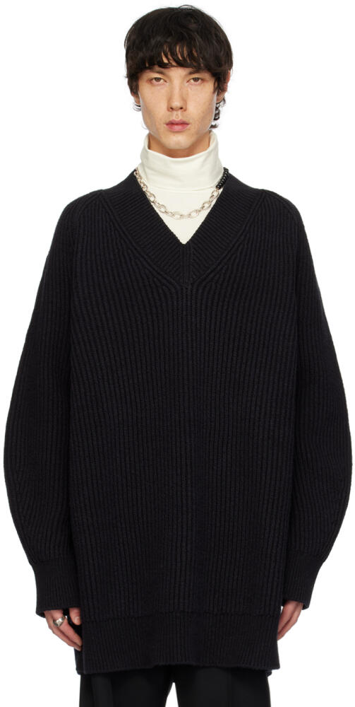 Jil Sander Black V-Neck Sweater Cover