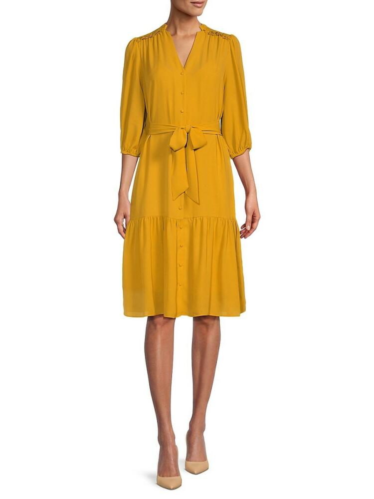 NANETTE nanette lepore Women's Stock Belted Tiered Knee Dress - Mango Cover