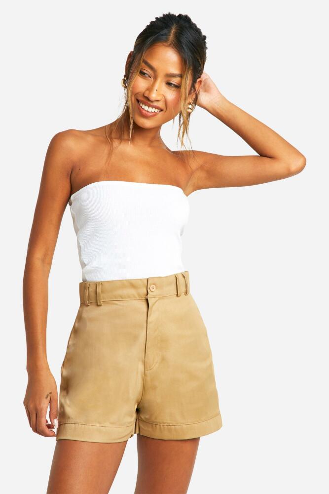 boohoo Womens Basic Cargo Shorts - Beige Cover