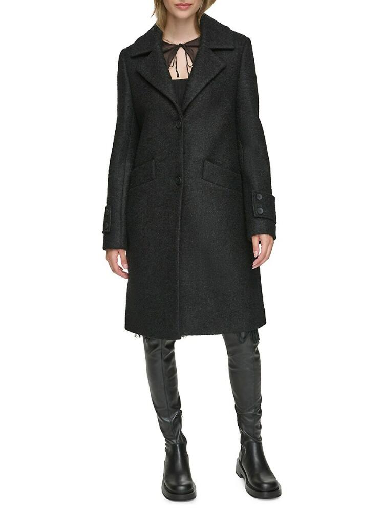 Andrew Marc Women's Regine Pressed Bouclé Wool Coat - Black Cover