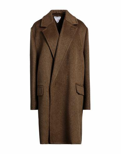 Bottega Veneta Woman Coat Khaki Wool, Mohair wool, Polyamide Cover