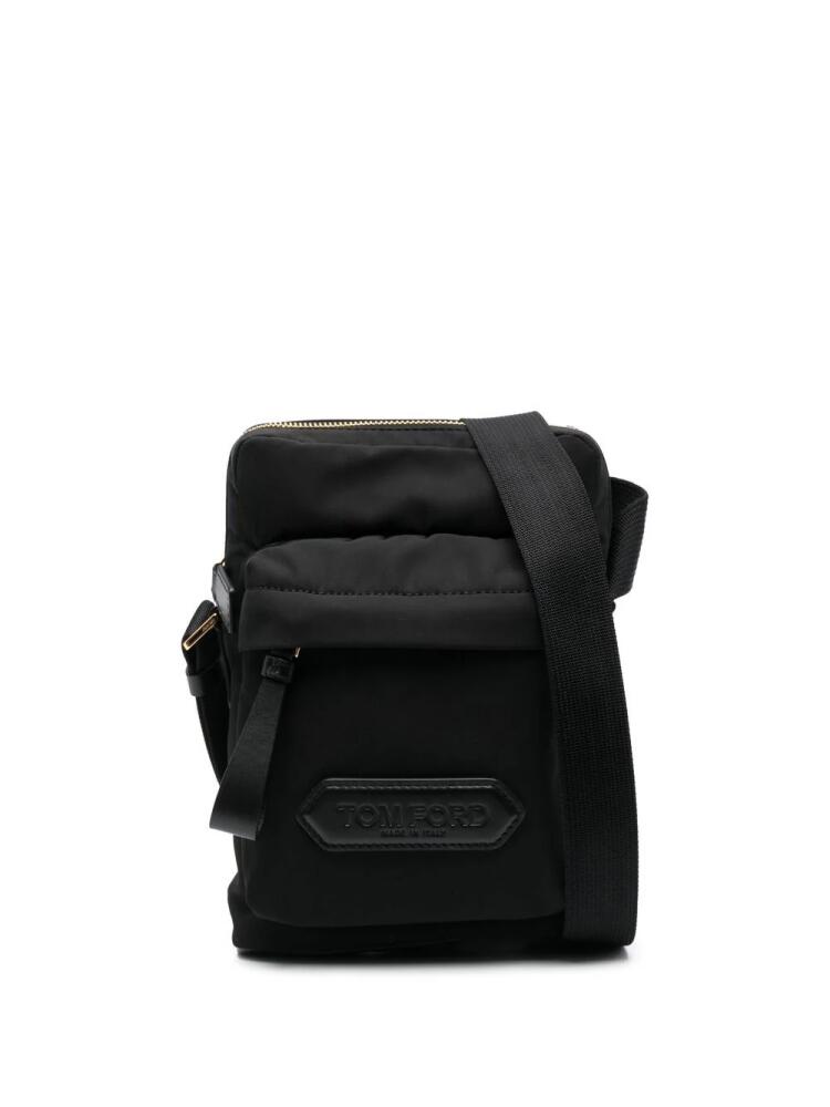 TOM FORD logo-patch zip-up messenger bag - Black Cover