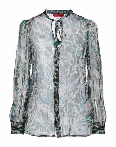 Max & co. Woman Shirt Dark green Silk, Metallic fiber Cover