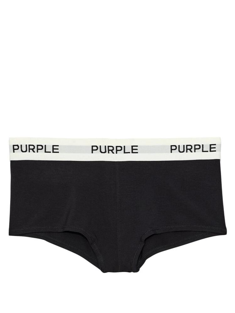 Purple Brand logo-tape cotton briefs - Black Cover