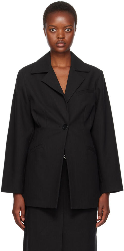 GANNI Black Notched Lapel Blazer Cover