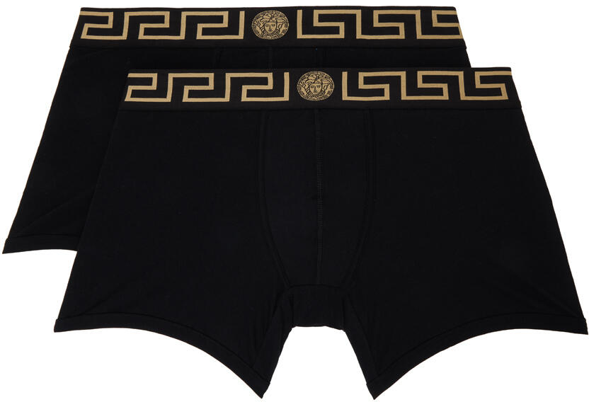 Versace Underwear Two-Pack Black Greca Border Boxers Cover