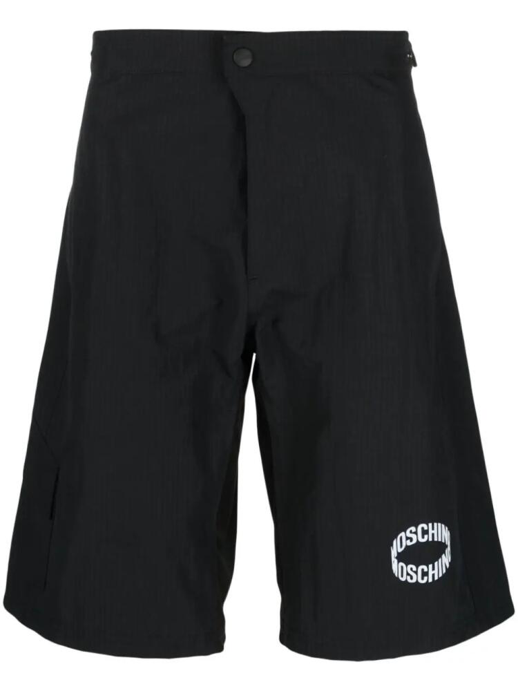 Moschino logo-print ripstop shorts - Black Cover