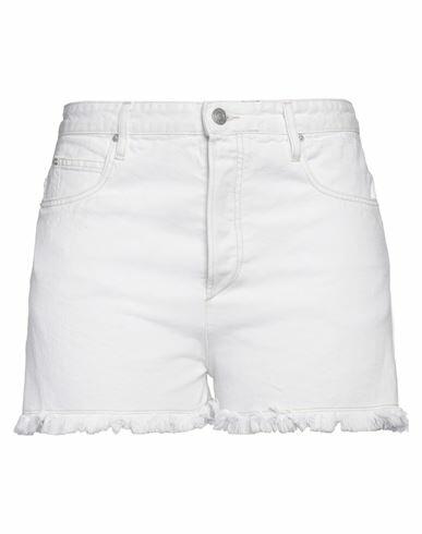 Isabel Marant Woman Denim shorts White Cotton, Hemp Cover