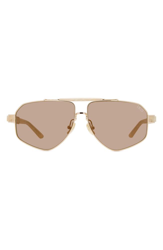 DEZI 6FT 62mm Oversize Aviator Sunglasses in Gold /Limestone /Moss Cover