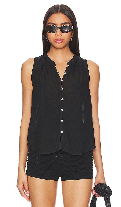 Bella Dahl Sleeveless Shirred Shoulder Blouse in Black Cover