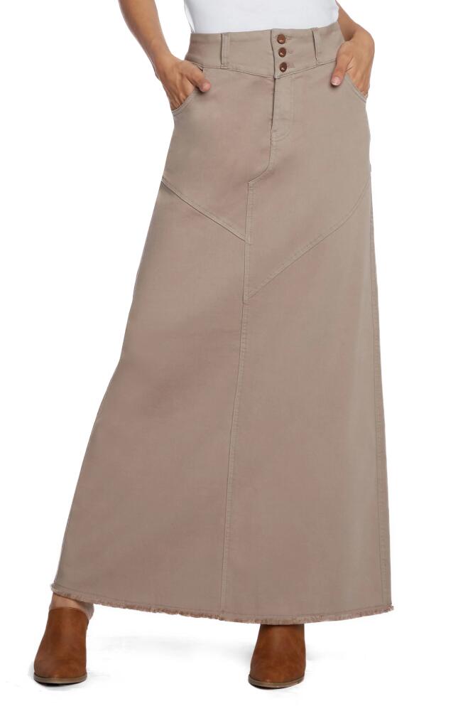 Wash Lab Denim Pieced Denim Maxi Skirt in Taupe Cover