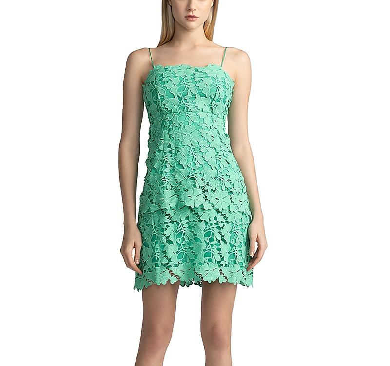 Zac Posen Guipure Tiered Lace Mini Dress Cover