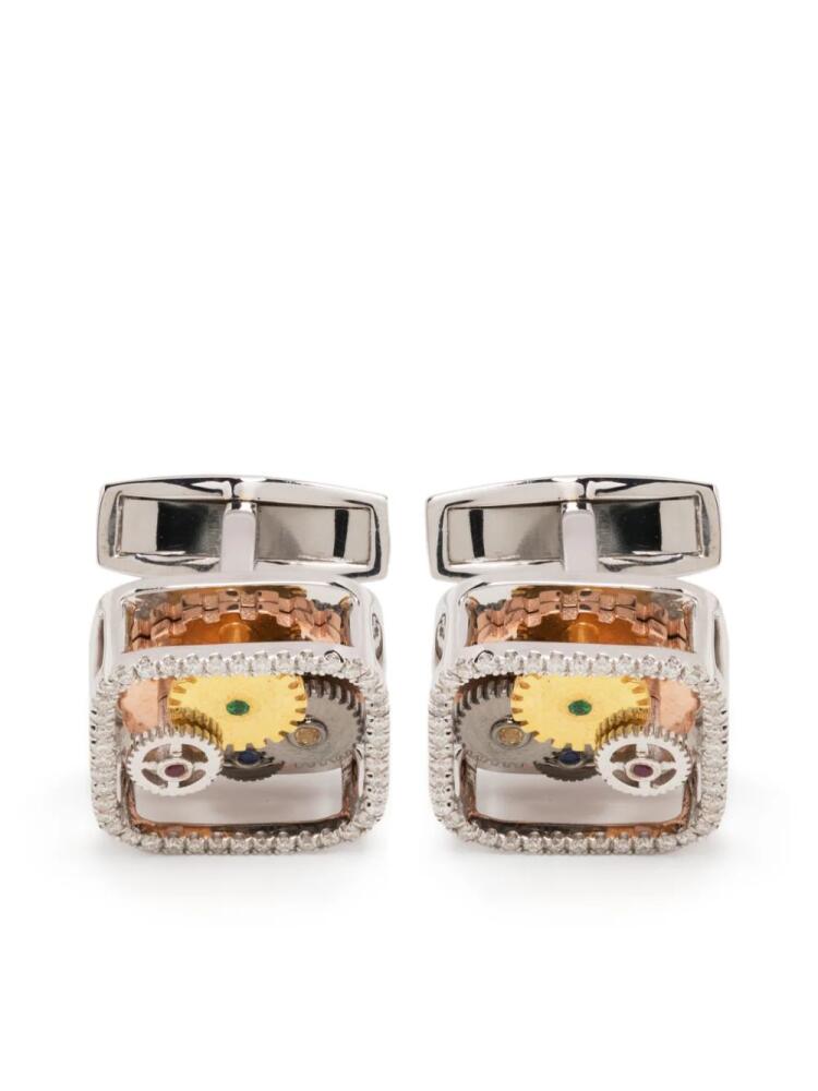 Tateossian crystal-embellished square cufflinks - Gold Cover