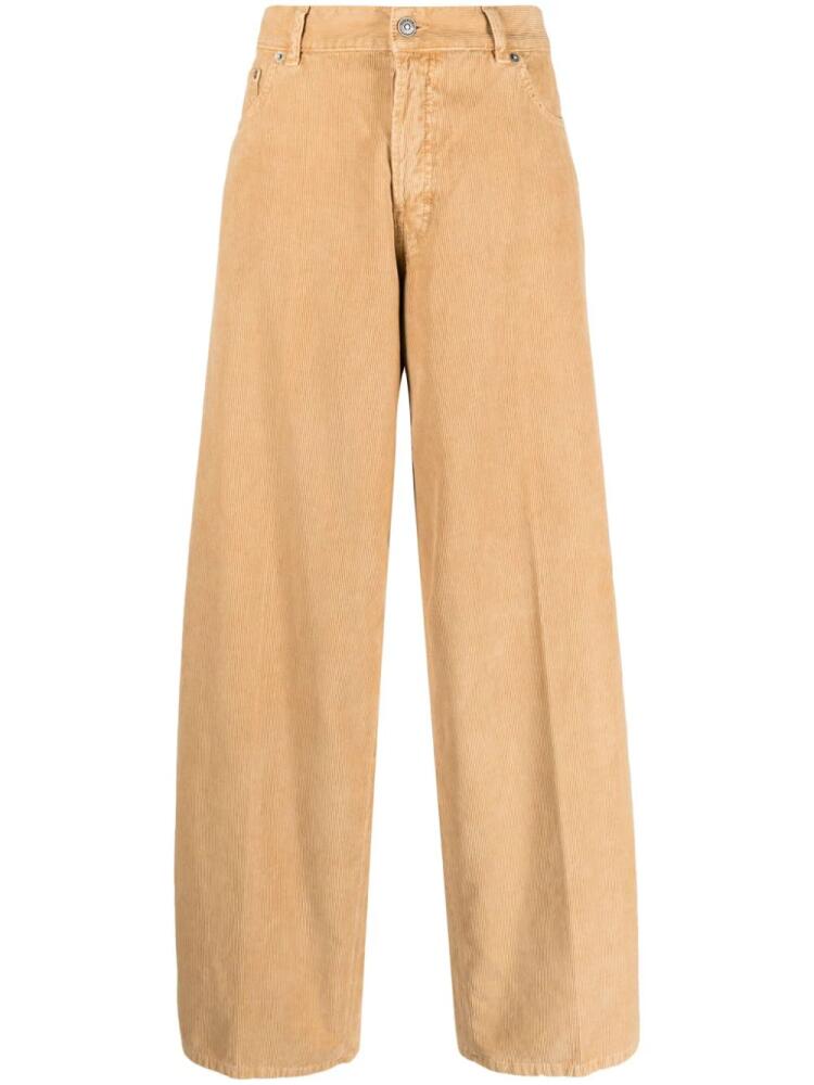 Haikure corduroy straight-leg cotton trousers - Neutrals Cover