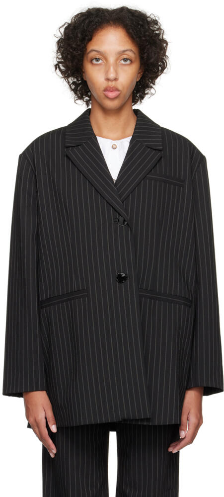 GANNI Black Striped Blazer Cover