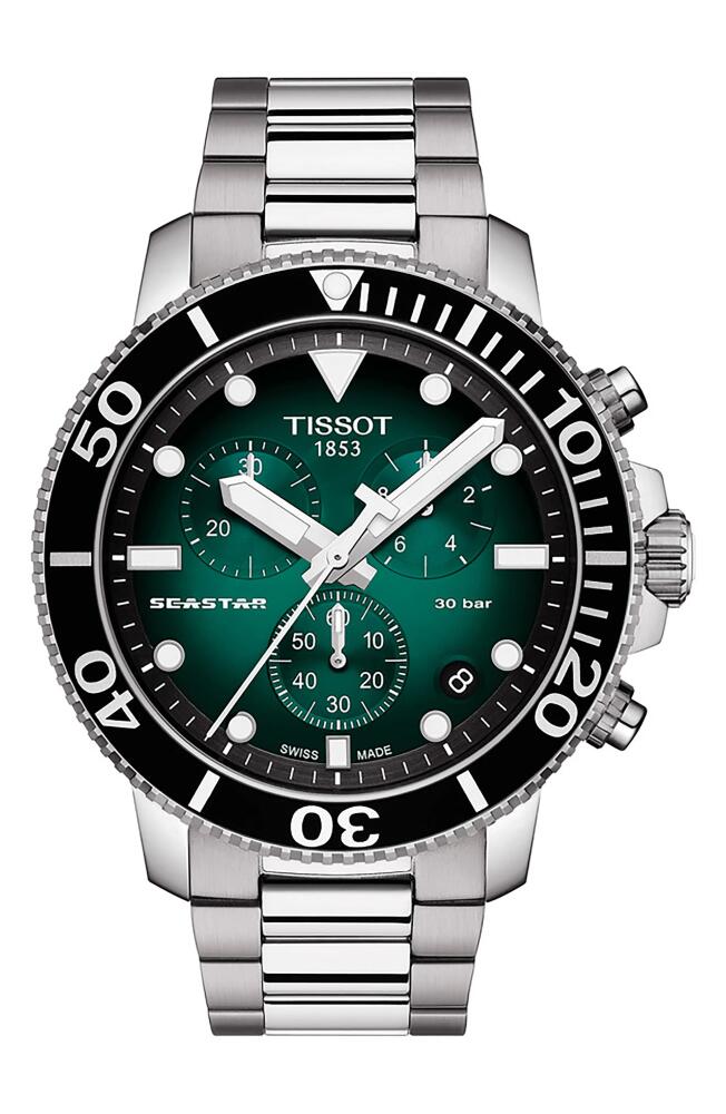 Tissot Seastar Chronograph Bracelet Watch, 45.5mm in Green Gradient Cover