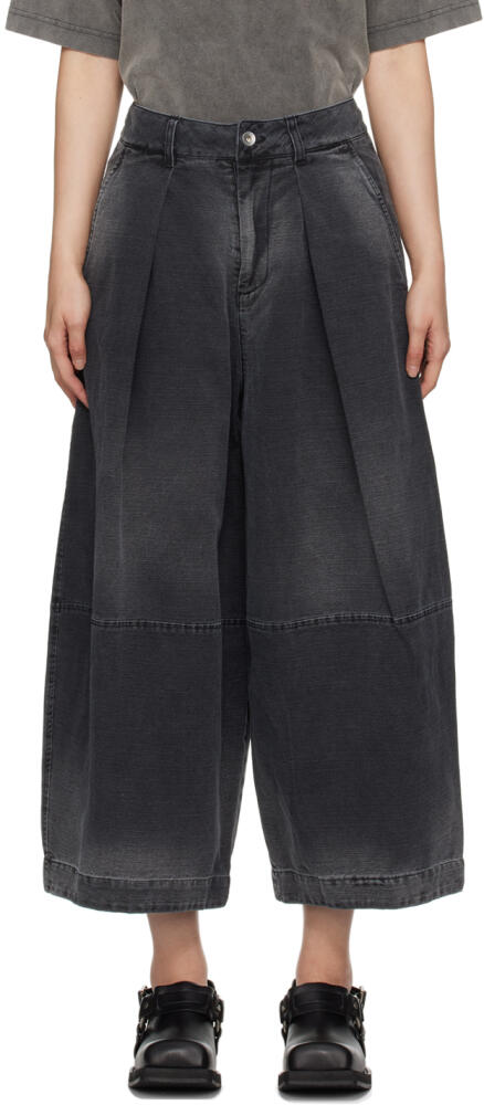 YMC Black Wide-Leg Deadbeat Trousers Cover