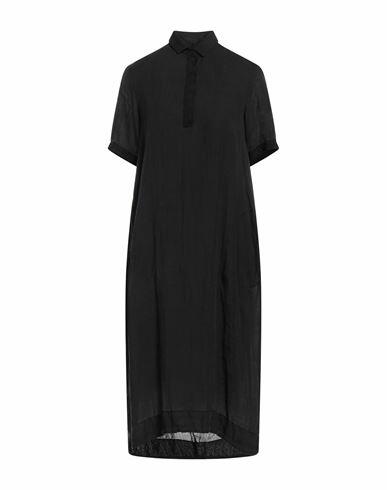 European Culture Woman Midi dress Black Ramie, Cotton, Viscose Cover