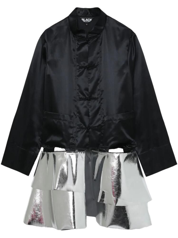 Black Comme Des Garçons ruffle-hem metallic-effect coat Cover