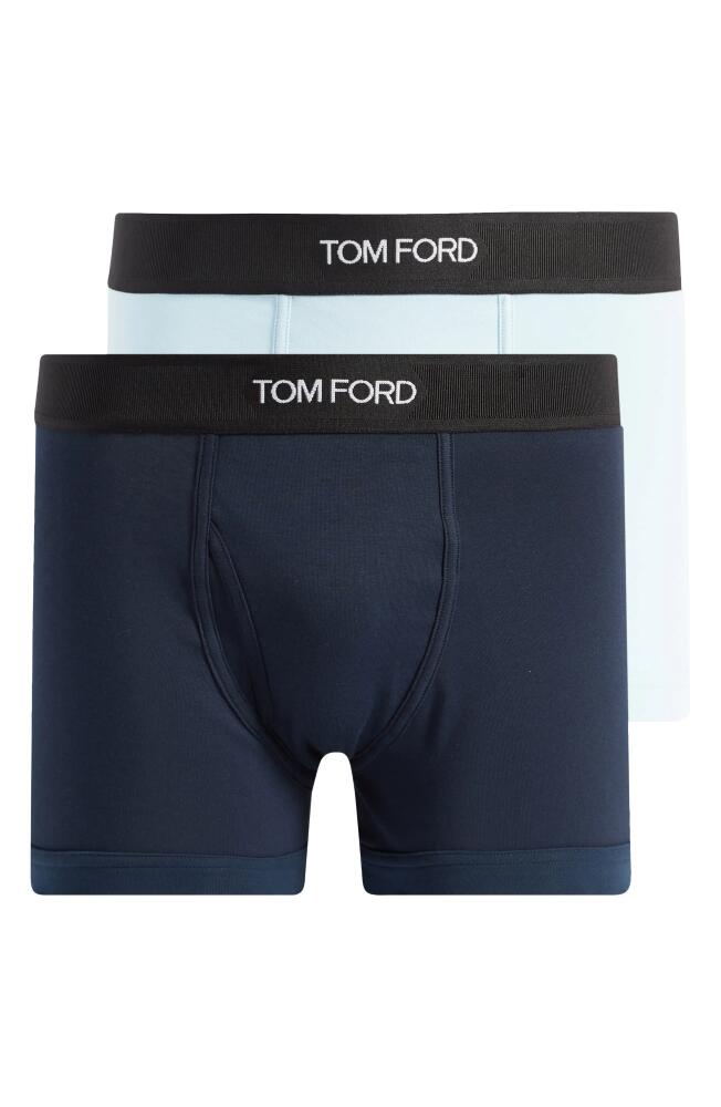 TOM FORD 2-Pack Cotton Jersey Boxer Briefs in Artic Blue /Navy Cover