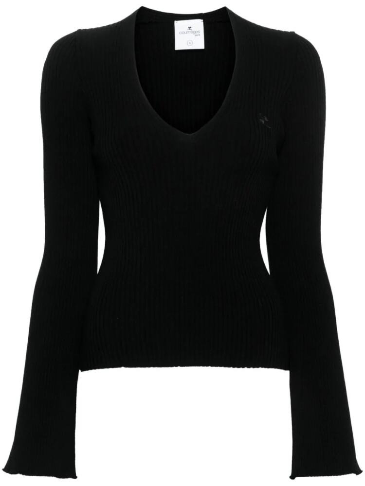 Courrèges logo-appliqué ribbed jumper - Black Cover