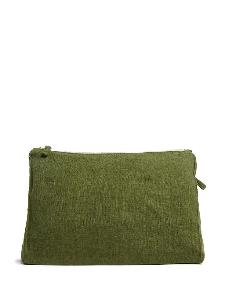 Once Milano zip-up linen pouch - Green Cover