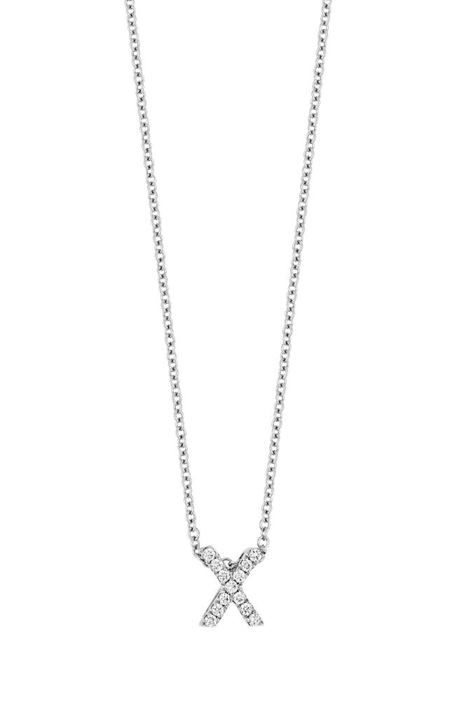 Bony Levy 18k Gold Pavé Diamond Initial Pendant Necklace in White Gold - X Cover