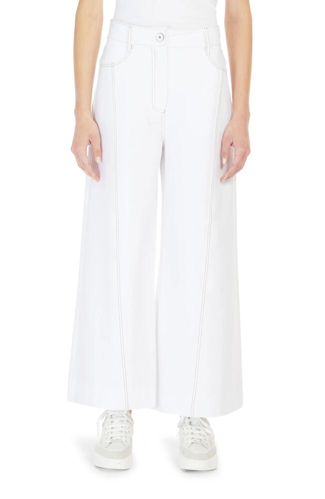 Max Mara Leisure Foster Wide Leg Jersey Trousers in White Cover