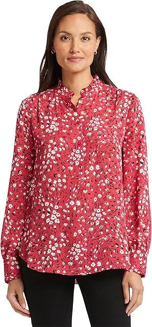 NYDJ Ruffle Neck Blouse (Cherry Creek) Women's Clothing Cover