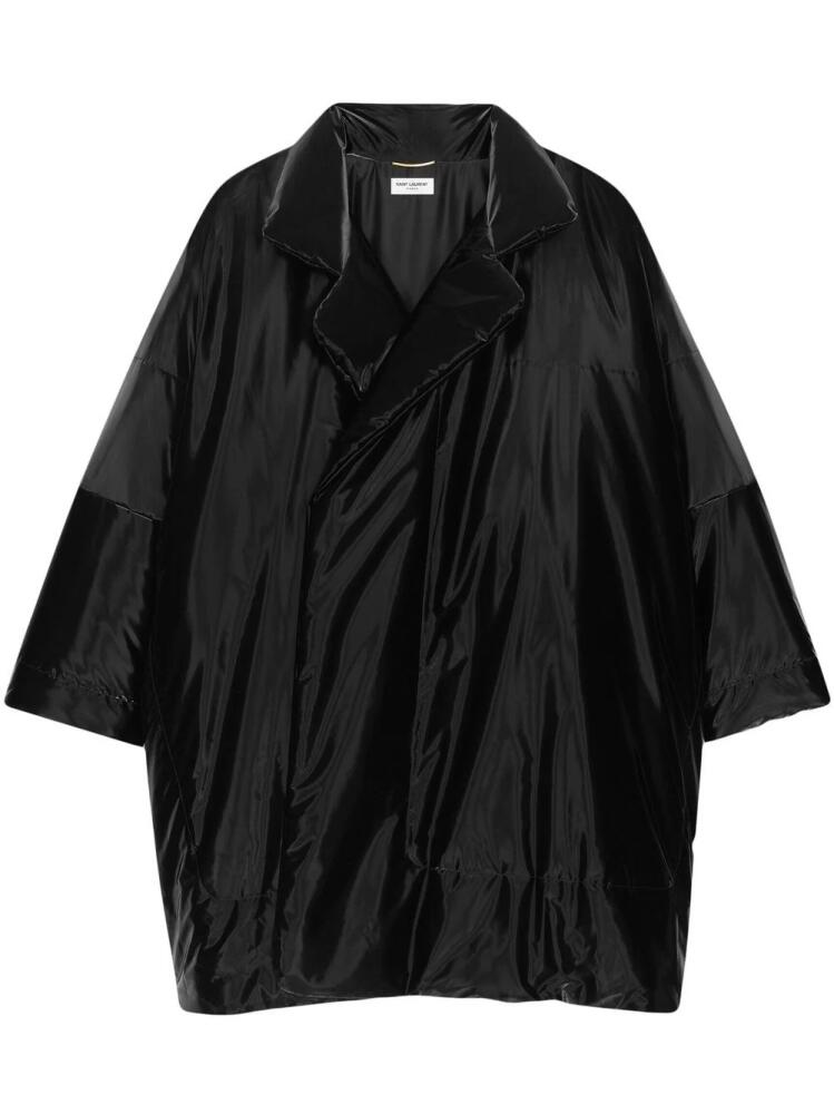 Saint Laurent lacquered-finish oversized coat - Black Cover