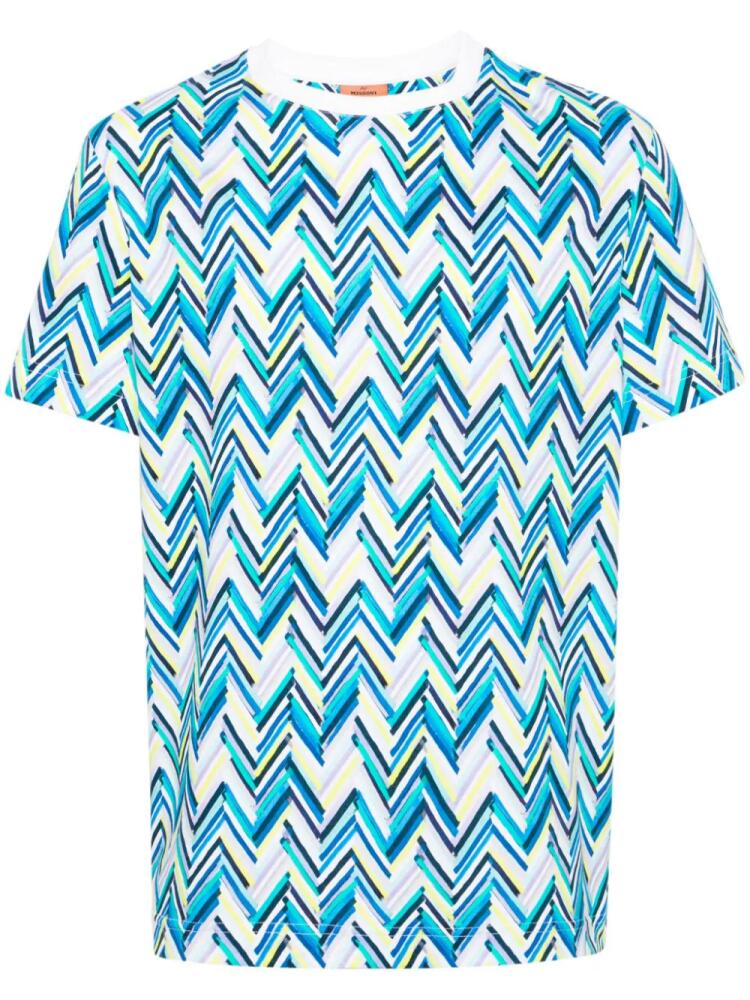 Missoni chevron-print cotton T-shirt - Blue Cover