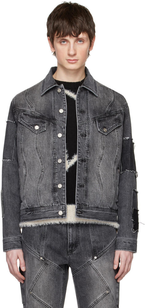 Andersson Bell Black Patchwork Denim Jacket Cover