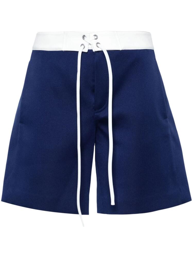 Miu Miu logo-patch felted shorts - Blue Cover