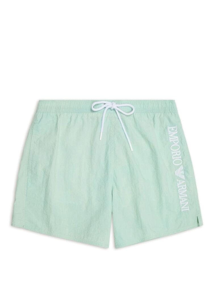 Emporio Armani logo-embroidered drawstring swim shorts - Green Cover