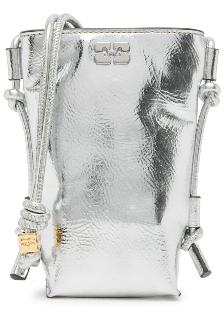 Ganni Bou Metallic Leather Cross-body bag - Silver Cover