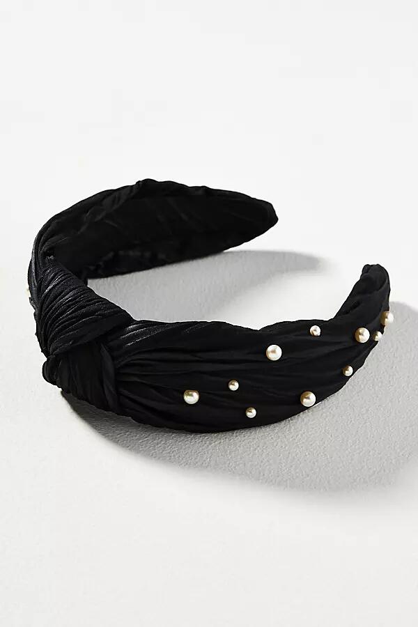 By Anthropologie Everly Pleated Pearl Knot Headband Cover