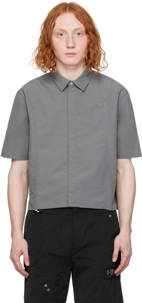 HELIOT EMIL Gray Plicate Shirt Cover