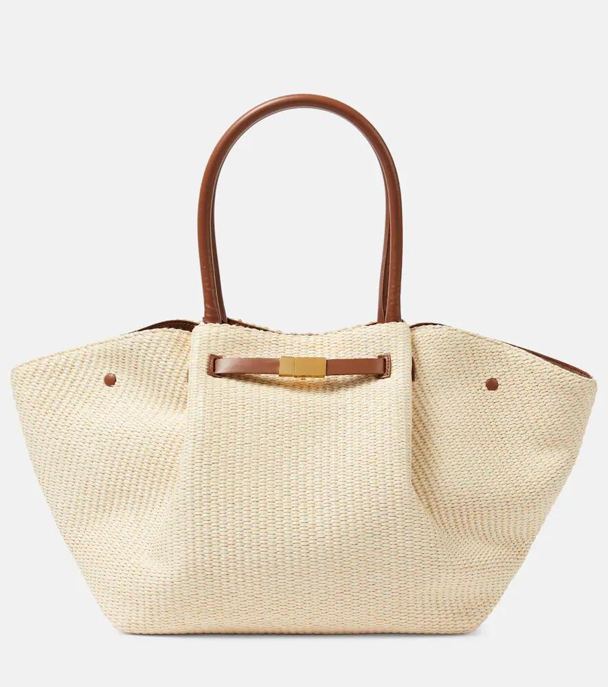 DeMellier New York leather-trimmed raffia tote bag Cover