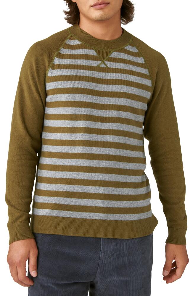 Lucky Brand Cloud Soft Stripe Raglan Sweater in Dark Olive Combo Cover