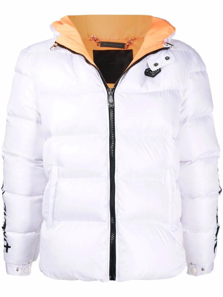 Philipp Plein logo-print padded jacket - White Cover