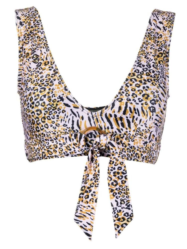 Duskii leopard-print V-neck bikini top - Multicolour Cover