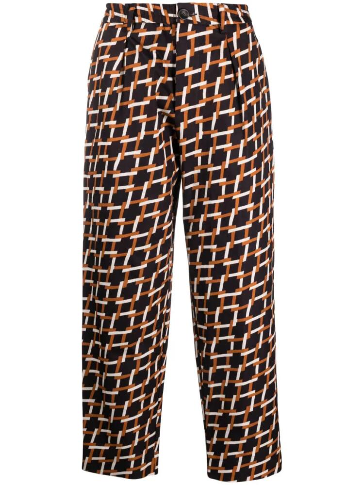 Pierre-Louis Mascia geometric-print straight trousers - Brown Cover