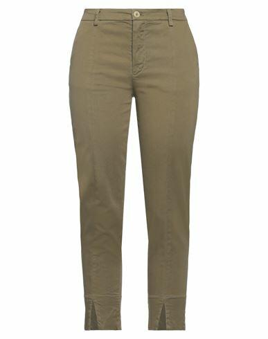 Virna Drò Woman Pants Military green Cotton, Elastane Cover