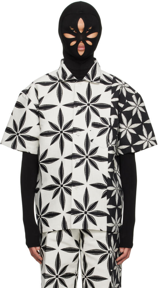 KUSIKOHC Black & White Floral Shirt Cover