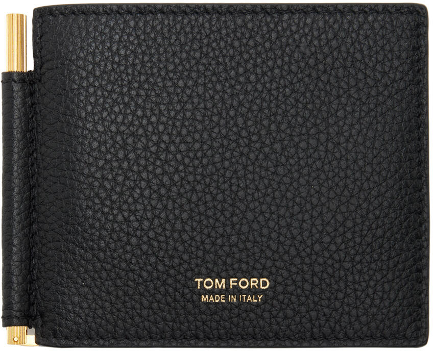 TOM FORD Black Soft Grain Leather Money Clip Wallet Cover