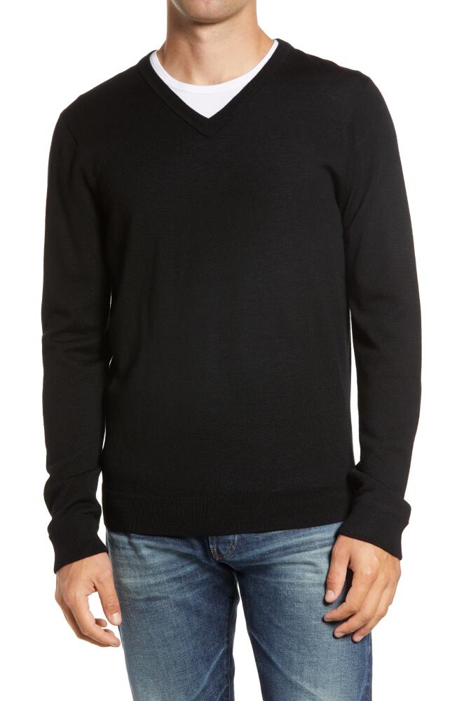 Nordstrom Washable Merino V-Neck Sweater in Black Caviar Cover