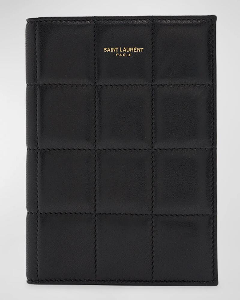 Saint Laurent Passport Case in Quilted Smooth Leather Cover