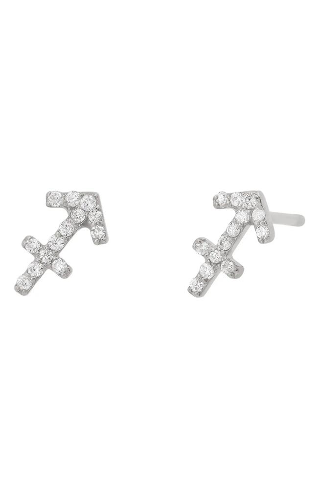 BYCHARI Zodiac Diamond Stud Earrings in 14K White Gold - Sagittarius Cover