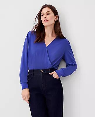 Ann Taylor Blouson Knit Wrap Top Cover