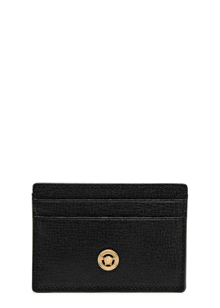 Versace Medusa Grained Leather Card Holder - Black Cover